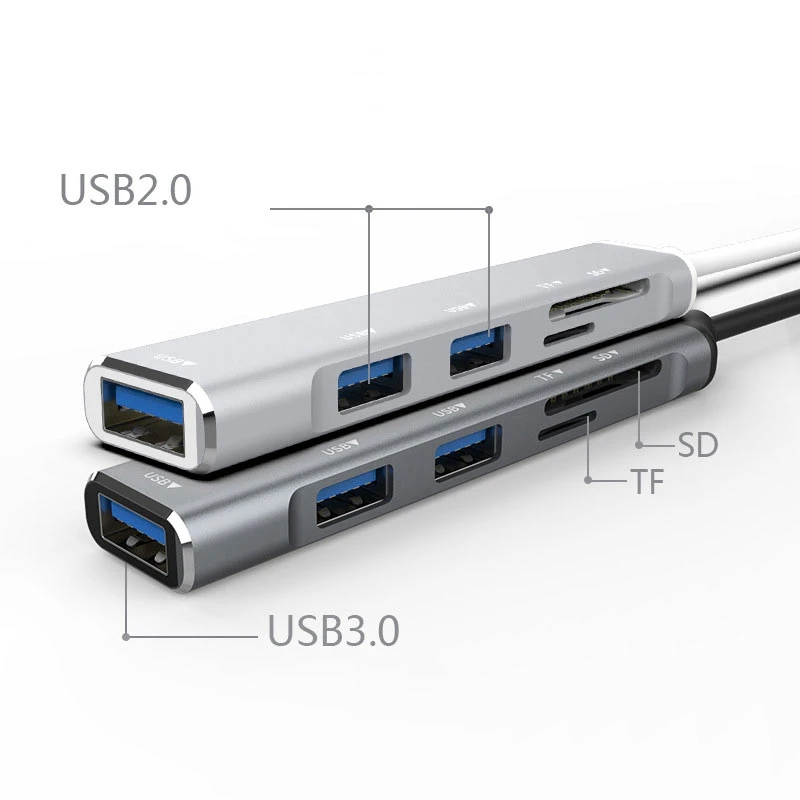 USB-концентратор 3.0 USB-A разветвитель 5-портовый USB3.0 со считывателем карт TF/SD |
