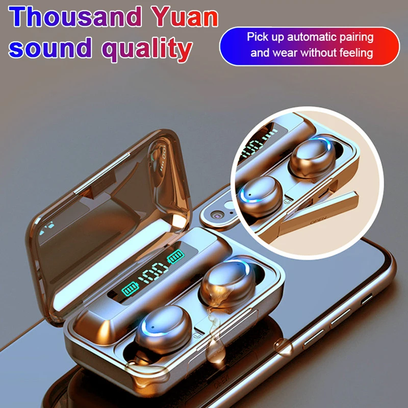 

F9 TWS Wireless Earphones Stereo 5.0 Bluetooth Headphones In-Ear Earbuds Handsfree Binaural Call Headset Earbuds with Microphone