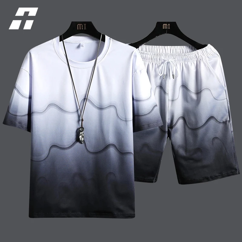 

Harajuku Tracksuit Set Men T shirt+Shorts Sets 2022 Summer Sportswear Jogging Pants T-shirt Hip Hop Streetwear Short Sleeve Suit