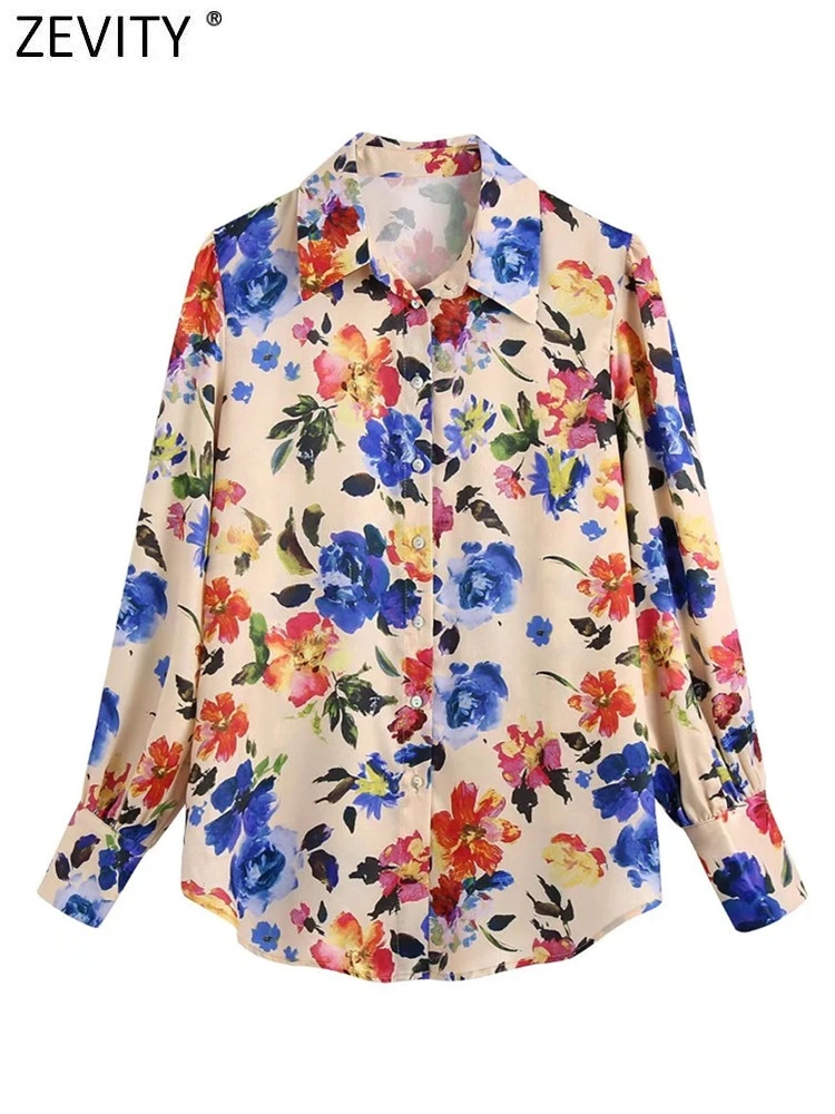 

Женская модная цветная блузка Zevity на пуговицах с цветочным принтом, Офисная Женская Повседневная рубашка с длинным рукавом, шикарная рубаш...