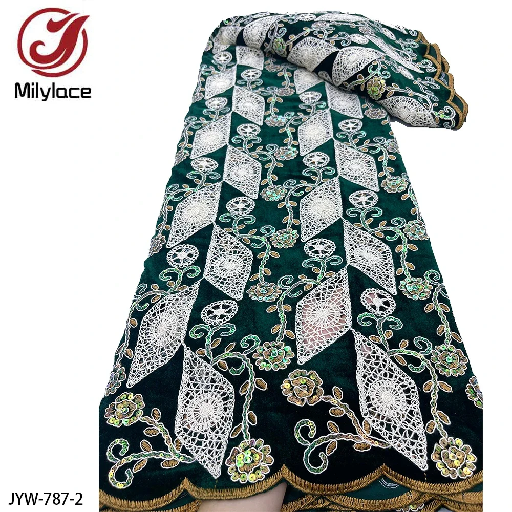 Искусственная ткань изящная мягкая бархатная кружевная с вышивкой для женского