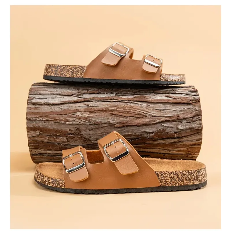 Сандалии Унисекс На Плоской Подошве С Корксаторами Регулируемые Раздвижные