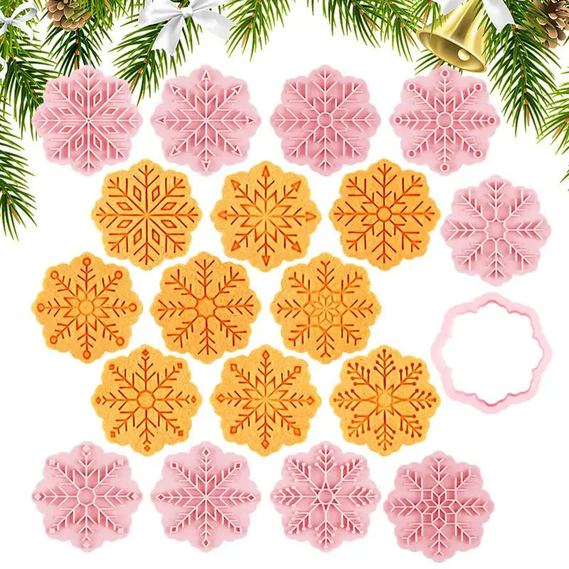 

Christmas Cookie Cutters Stampers Snowflake Thanksgiving Christmas Pastry Stamp For Biscuit Cookie 9 Pcs Cookie Baking Molds