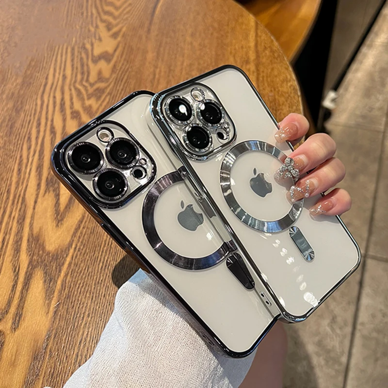 Magsafe подходит для iphone12promax, новый улучшенный sense прозрачное покрытие 13pro, простой защитный чехол 14plus с пленкой для объектива