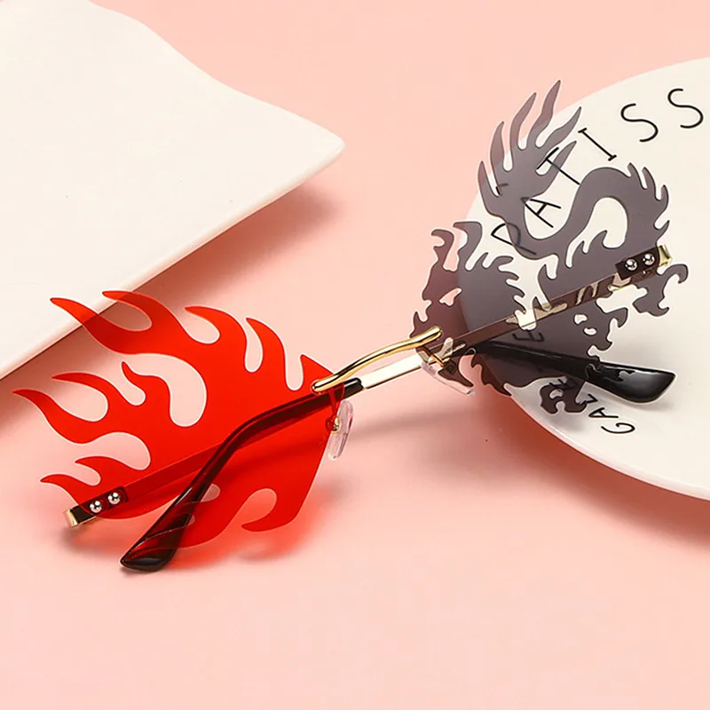 Солнцезащитные очки без оправы в стиле панк женские модные уникальные