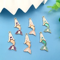 10pcs enamel mermaid charm gold plated pendants for diy jewelry making handmade crafting earrings necklaces accessories