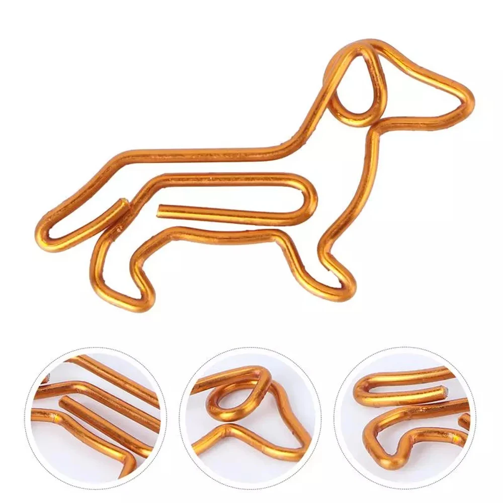 

TUTU 10/50pcs Gold Dachshund Metal Paper Clips Creative Binder File Clips Bookmark Funny Cute Stationery School Office Supplies