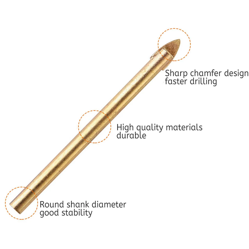 

10 шт. 6 мм стеклянные сверла портативные керамические плитки стены бетон металлические Дырокол Ассорти набор сверления пробивая золото