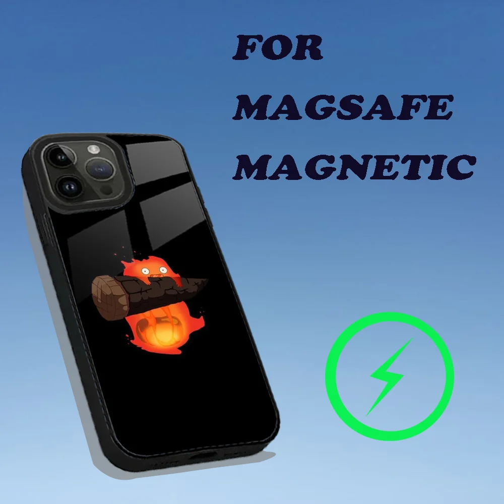 Милый чехол для телефона Fire C-CalciferS iPhone 16 15 14 13 12 11 Plus Pro Max Mini Magsafe с магнитной
