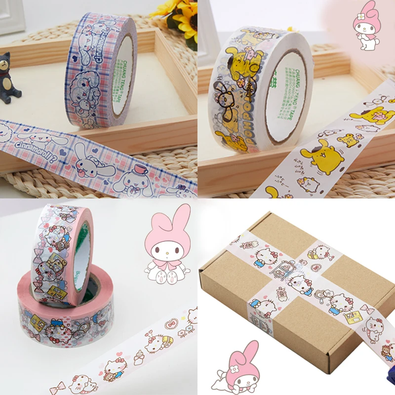 

Sanrio Kawaii Hello Kitty Tape Cinnamoroll Pom Pom Purin Student Cartoon Printing Decorative Sealing Tape Office School Supplies