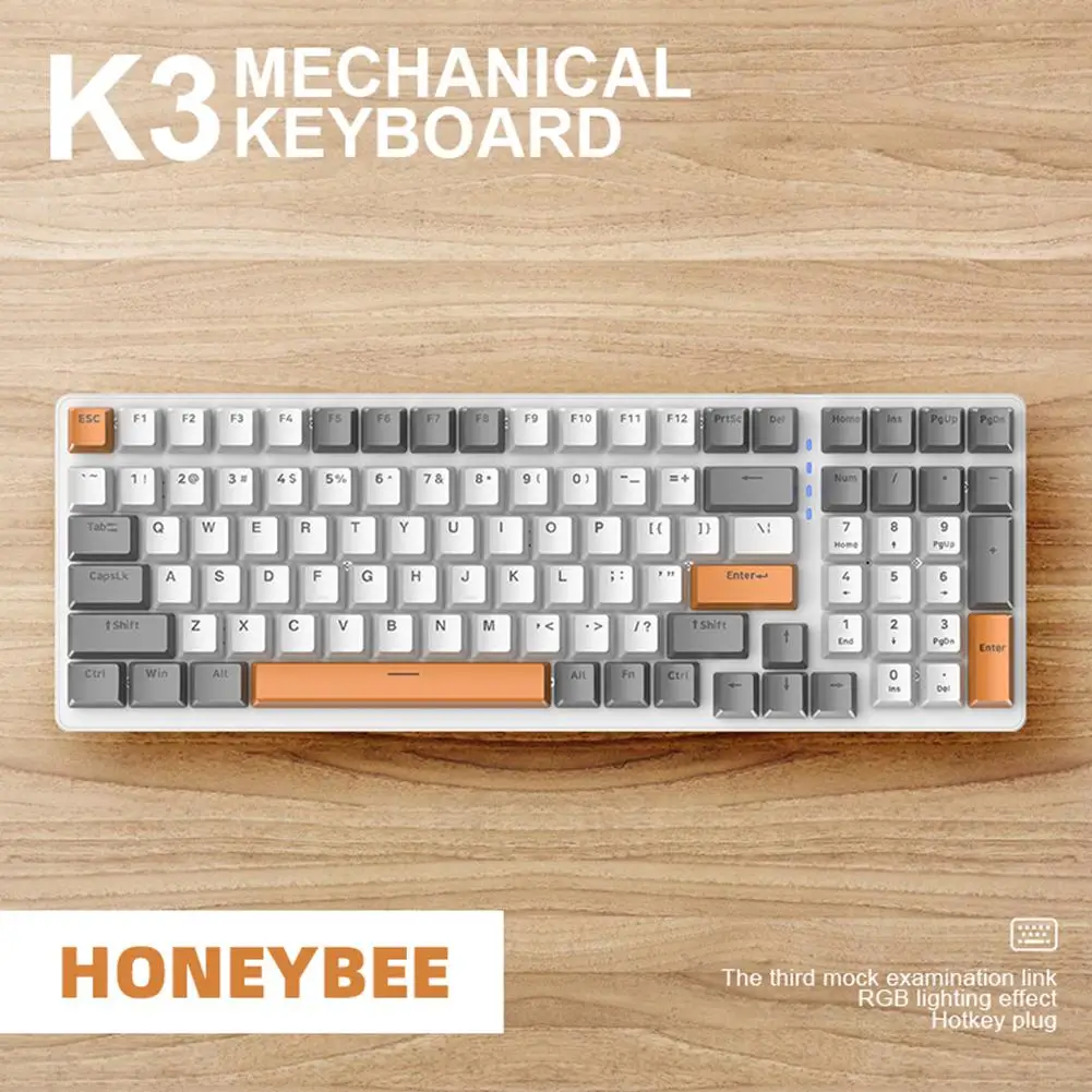 

K3 Mechanical Keyboard 980 Games 100 Keys Hot-plug Usb Wire-controlled Computer Keyboard With Backlight Dropshipping