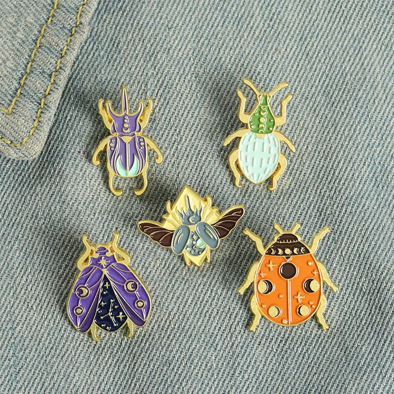 Эмалированные булавки в виде жука насекомого Милые Броши форме божьей коровки на