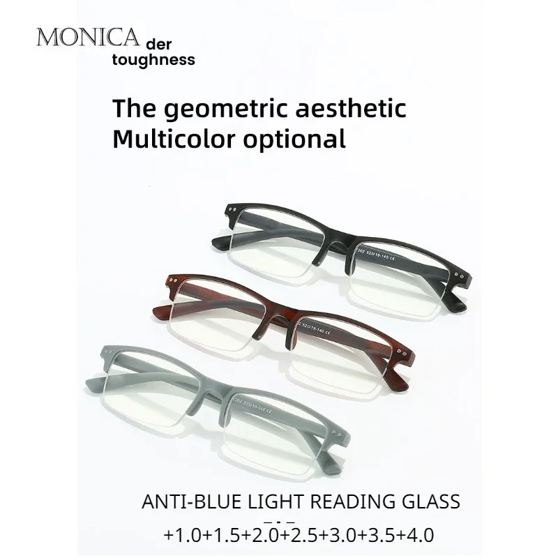 

Очки для чтения в ретро-стиле с заклепками, с защитой от синего света, Полуободковые очки для дальнозоркости, круглые очки для мужчин и женщин + 1 + 1,5 + 2 + 2,5 + 3 + 3,5 + 4