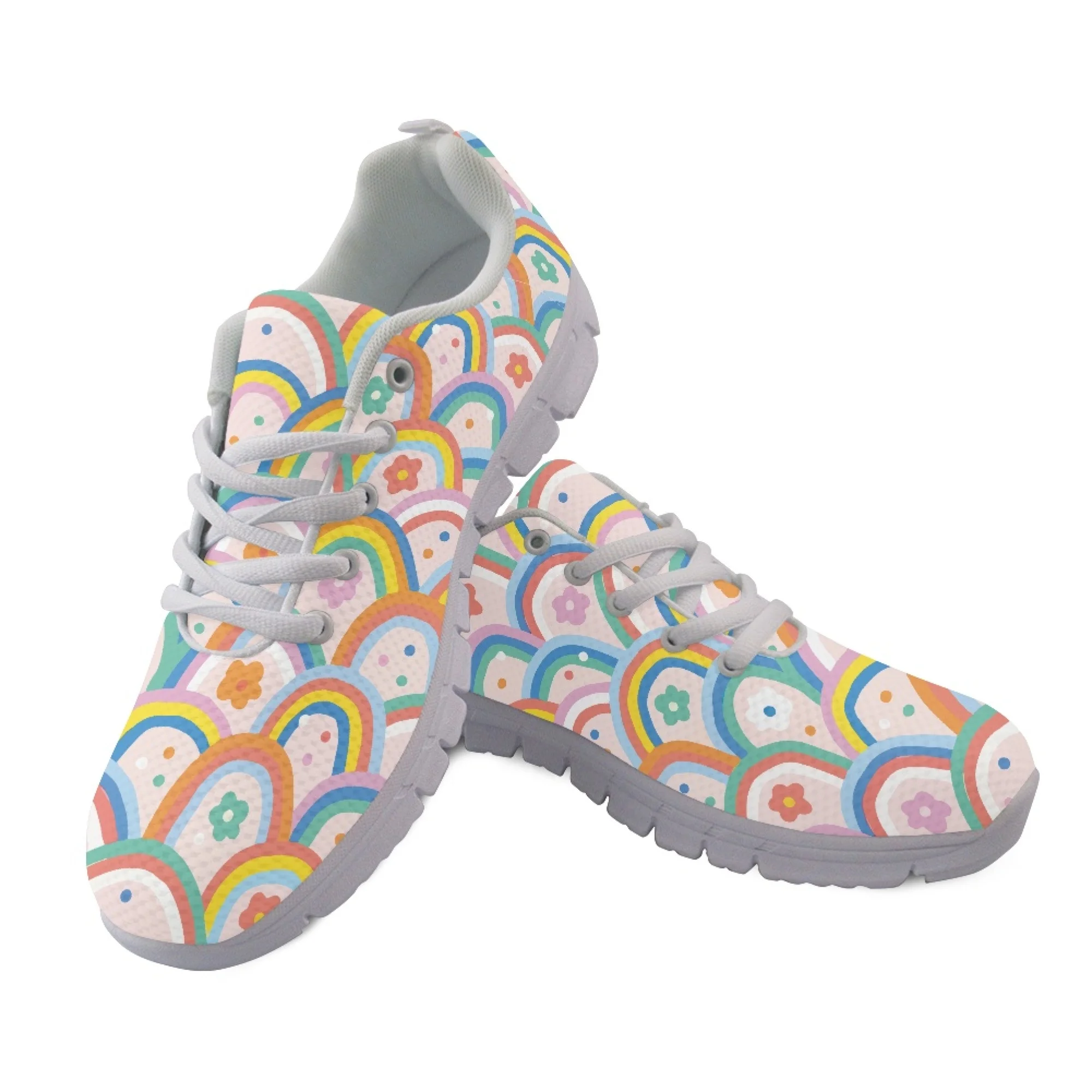 

Yikeluo Rainbow Pattern Prints Shoes Outdoor Non-slip Wear-resistant Flat Sneakers Comfort Walking Climb Platform Zapatos 2022