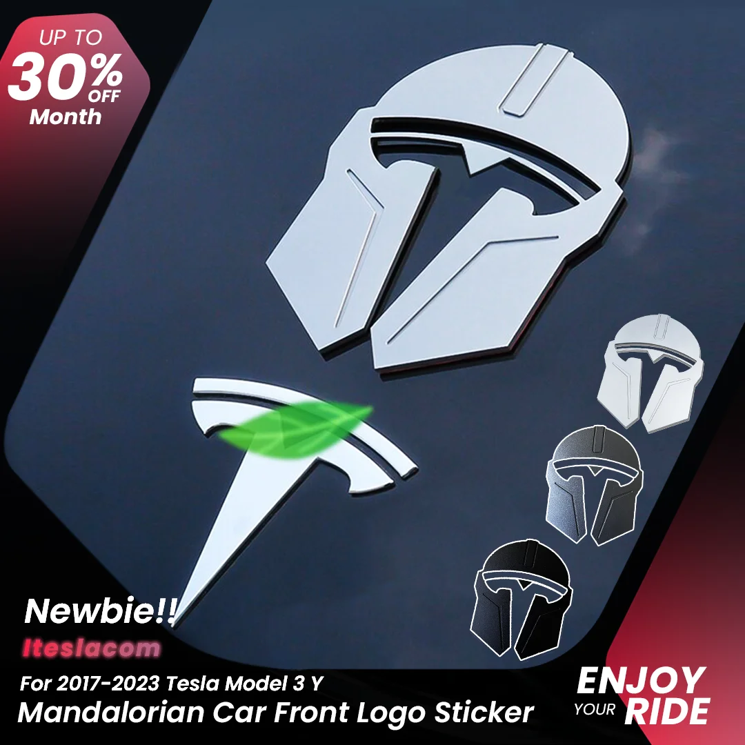 

2023 Tesla Model 3 Model Y Mandalorian Car Front Logo Emblem Sticker Metal Aluminum Alloy Badge Styling Modification Accessories