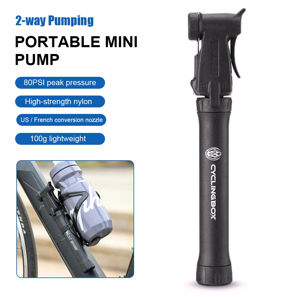 

Inflator Portable Universal Bicycle Universal Small E-Bike Tire Pump Inflator Fits Presta And Schrader Valve 80PSI High Pressure