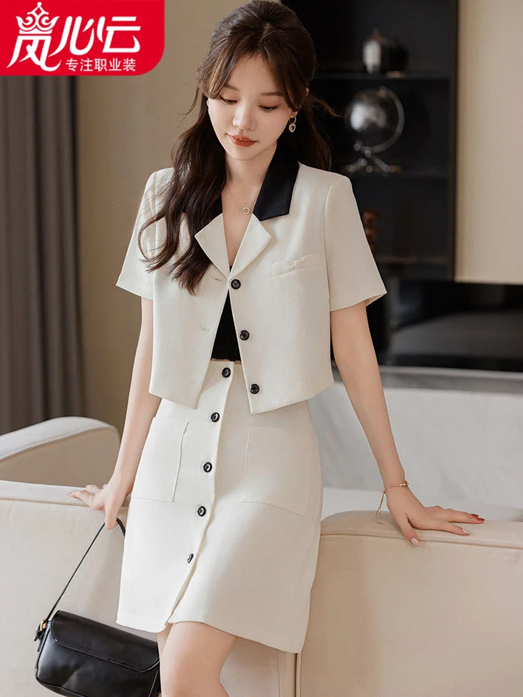 Короткий Свободный Топ-рубашка с коротким рукавом и юбка Модель 1063 на лето 2020