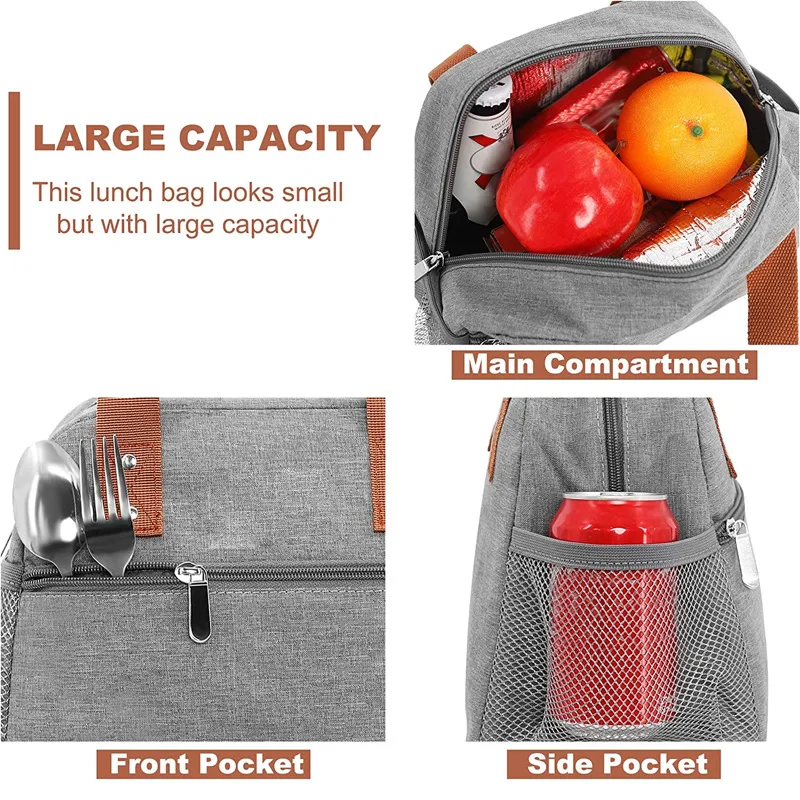 Adult Outdoor Work Picnic Insulated Lunch Box With Pocket