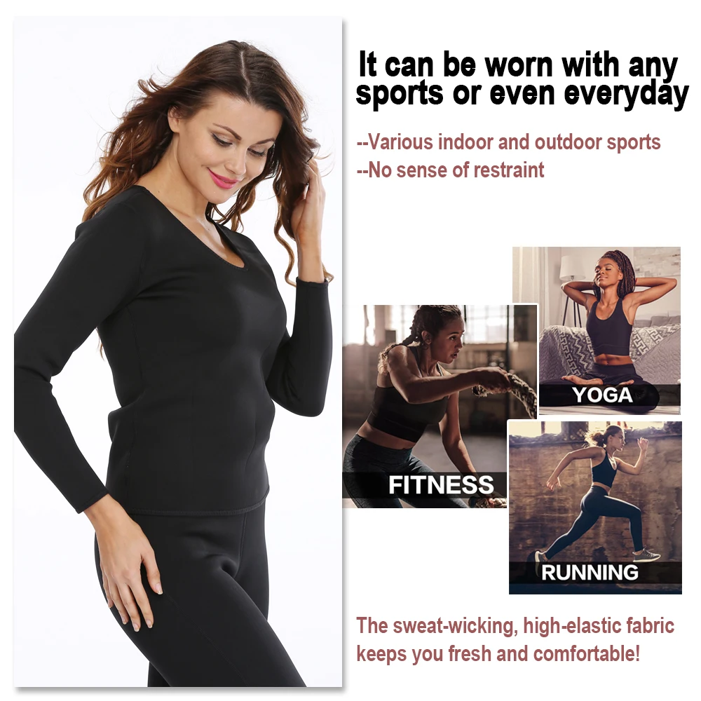 LAZAWG Sauna Top for Women Weight Loss Shirt Slimming Body Shaper for Woman Fitness Long Sleeve Waist Trainer Workout Sport