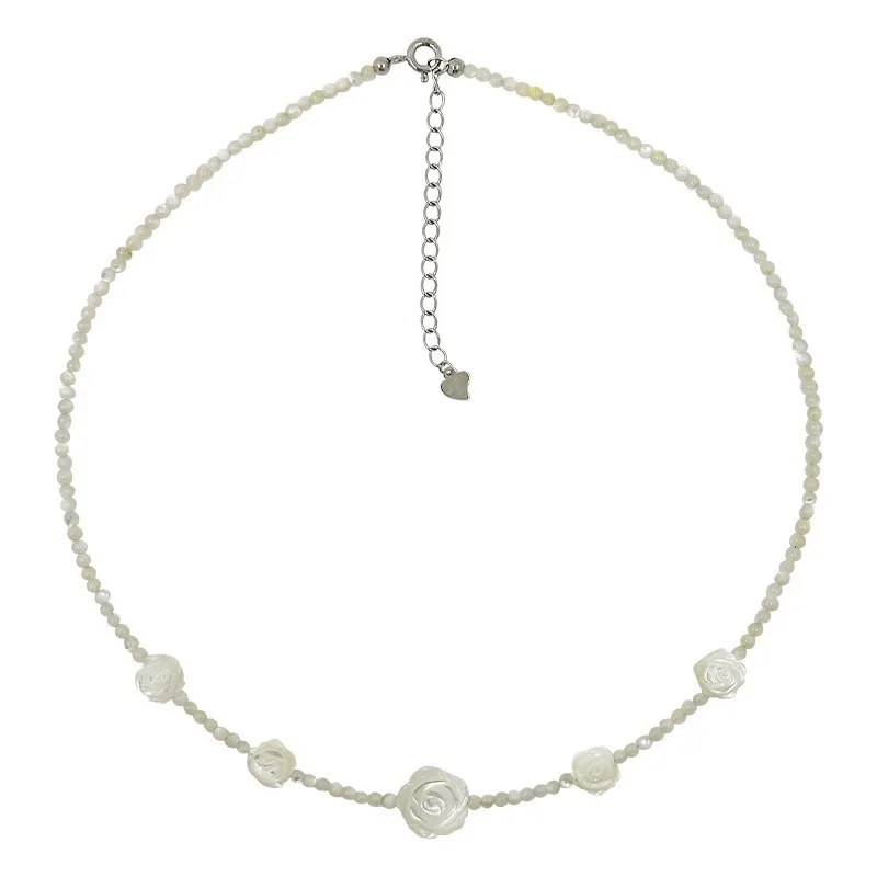 Minar элегантное белое ожерелье из натуральной ракушки с цветком камелии и