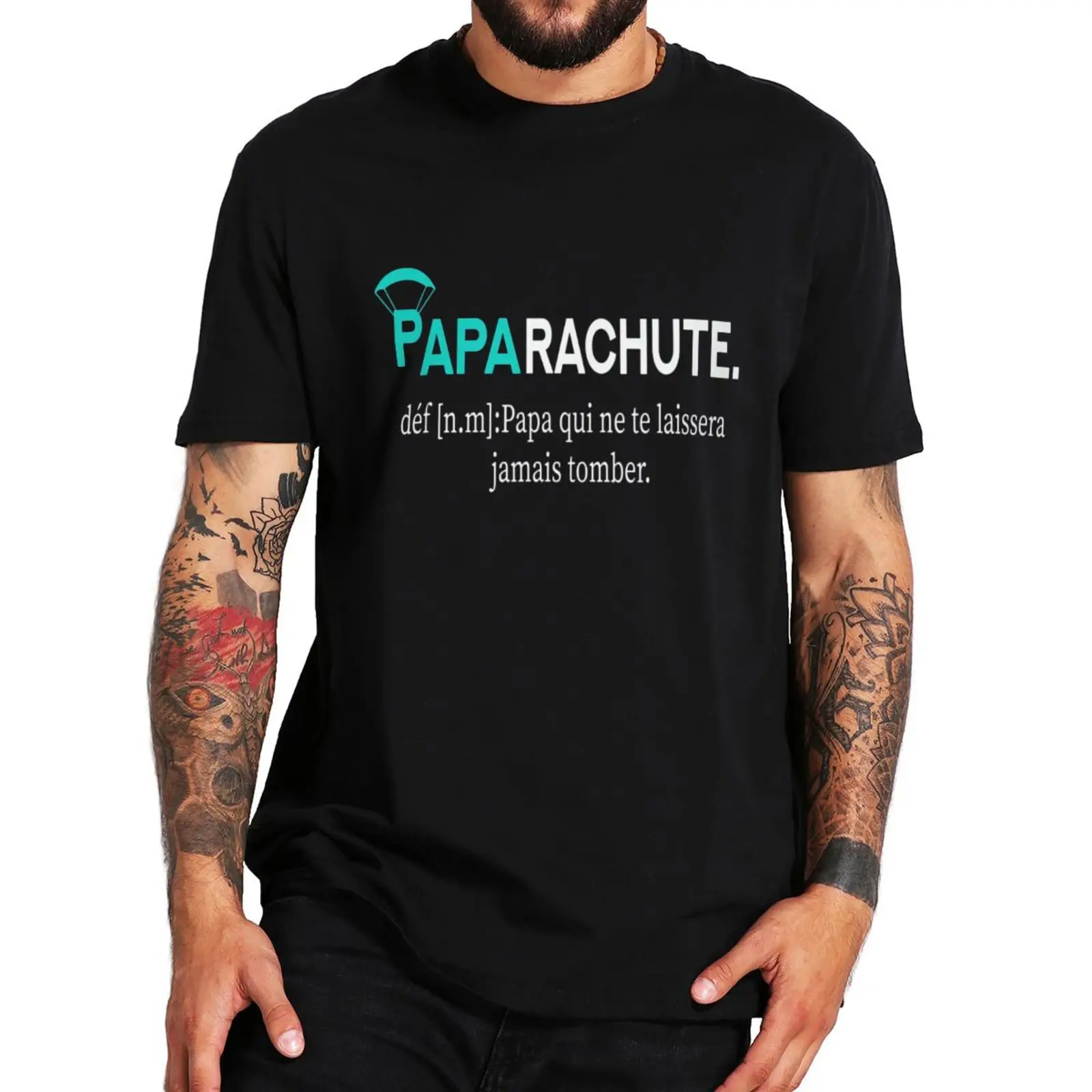 

Papa Parachuting T Shirt Funny French Sayings Dad Gift Humor Short Sleeve Casual 100% Cotton Unisex Soft Tee Tops EU Size