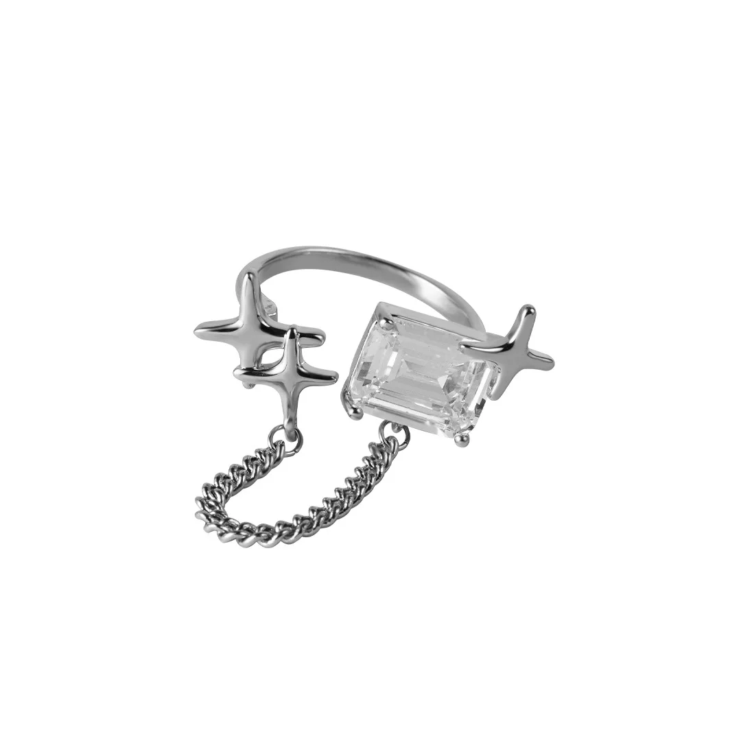 

Новинка 2022, кольцо-цепочка с блестящим цирконием, кольца для женщин, Свадебные обручальные модные ювелирные изделия