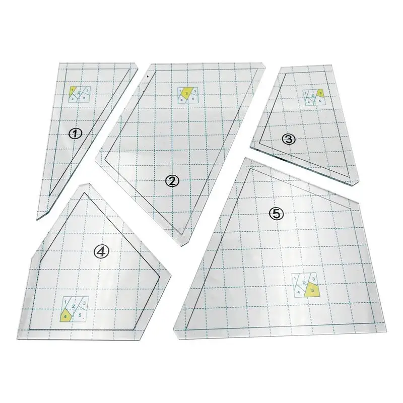 

Quilting Ruler Template Acrylic Ruler DIY Quilting Template 5-Piece Set Square Transparent Sewing Template Kit For Sewing