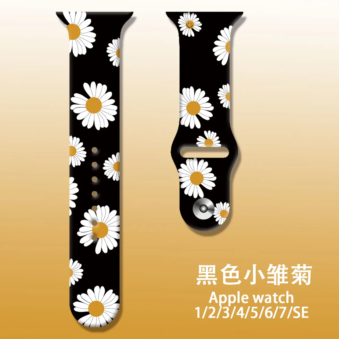 

For Apple Watch Band SE 7 6 5 4 3 Silicone Print cartoon 42MM 44MM 45MM Bracelet Strap For iWatch Wristband 38MM 40MM 41MM