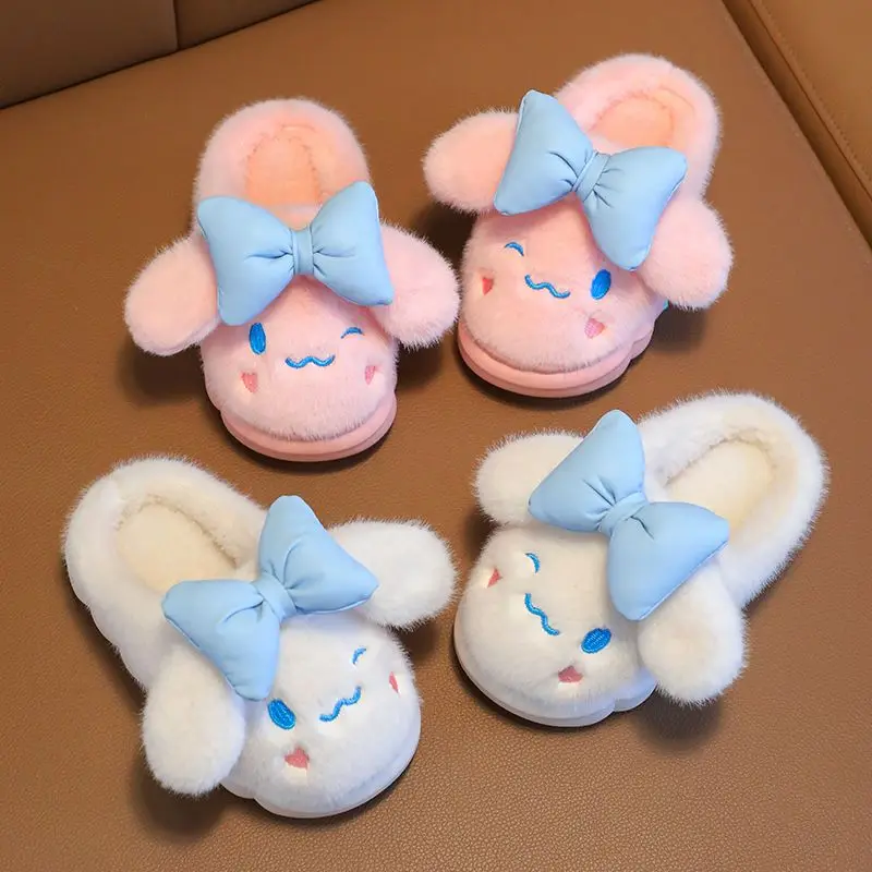 

New Kawaii Sanrio Plush Slippers Cinnamoroll My Melody Cute Anime Cartoon Winter Bedroom Indoor Warm Home Shoes Toys Girls Gifts