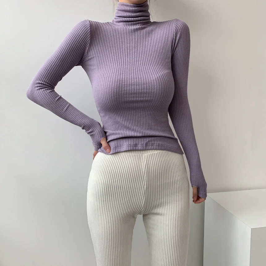 

Kawaii Korea's New Long-sleeved Spring Solid Color Self-cultivation High-neck T-shirt Women's Fashion Women's T-shirt DBBF