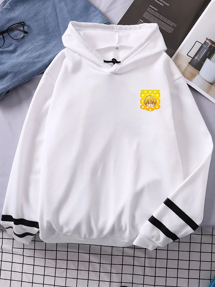 

Anime Demon Slayer Agatsuma Zenitsu Kawaii Womens Splicing Pullover Fashion Oversized Hoodies O-Neck Harajuku Female Sweatshirt