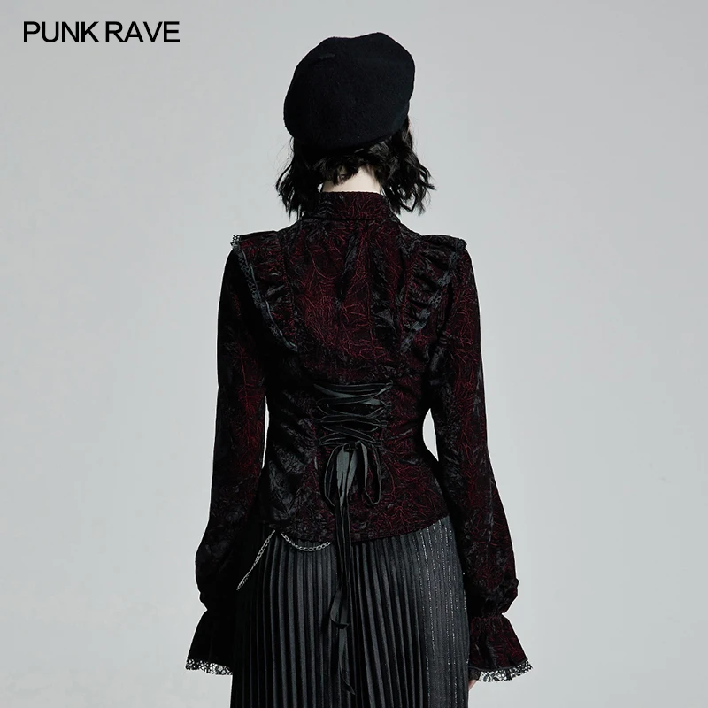 Женская винтажная блузка в стиле Панк RAVE Готическая Роскошная бархатная