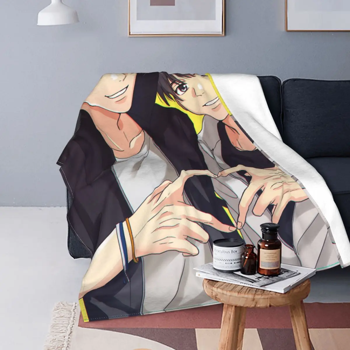 

Banana Fish Okumura Eiji Ash Lynx Blanket Coral Fleece Plush Yaoi Anime Warm Throw Blanket for Bedding Bedroom Bedding Throws