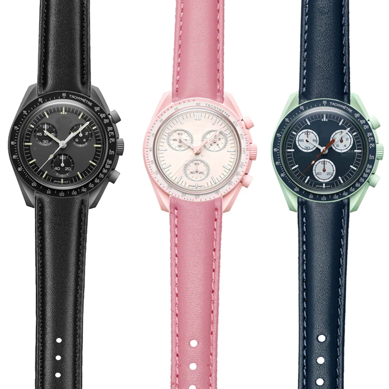 Ремешок кожаный быстросъемный для Omega Swatch спортивный браслет мужчин и женщин