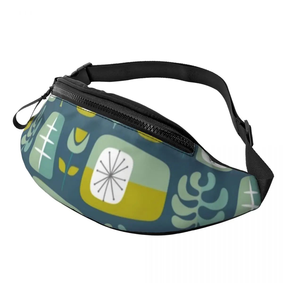 

Mid Century Modern Waist Bag Modernist Atomic Design Funny Polyester Waist Pack Sports Men Bag