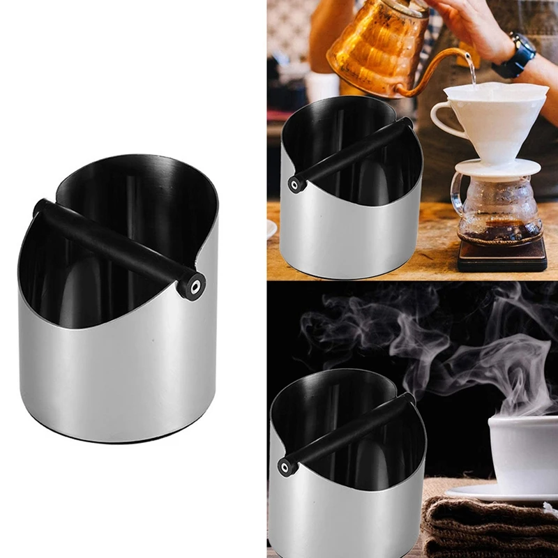 

Stainless Steel Coffee Knock Box,Anti Slip Coffee Grind Dump Bin With Detachable Knock