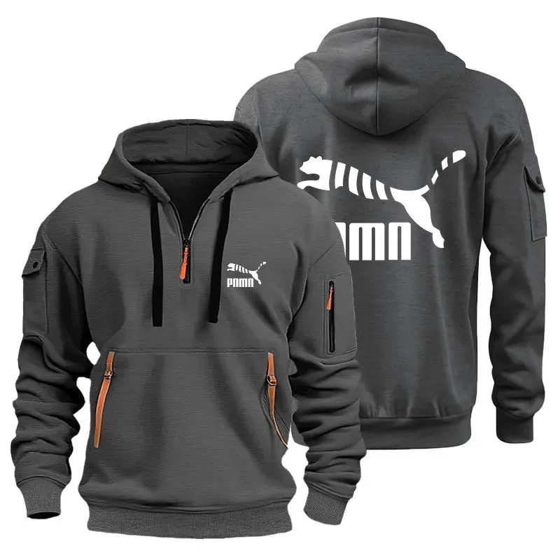 Новая осенне-зимняя мужская эластичная модная толстовка с капюшоном и