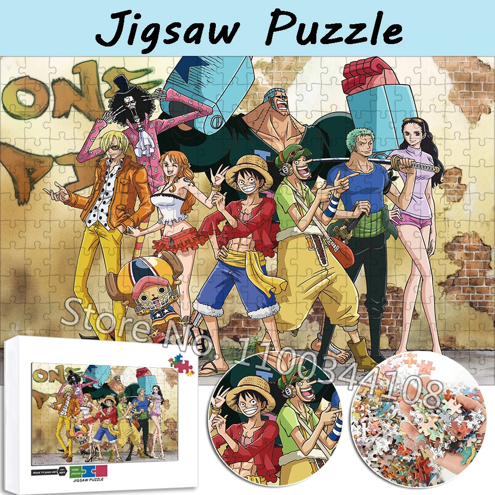 

One Piece Luffy Jigsaw Puzzle for Child Bandai Japanese Anime 300/500/1000 Pieces Puzzles Adult Decompression Toys Collections
