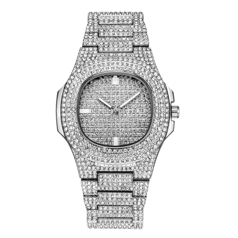 

2022 Hip Hop Men Iced Out Watches Luxury Date Quartz Wrist Watches With Micropave CZ Watch For Women Men Jewelry