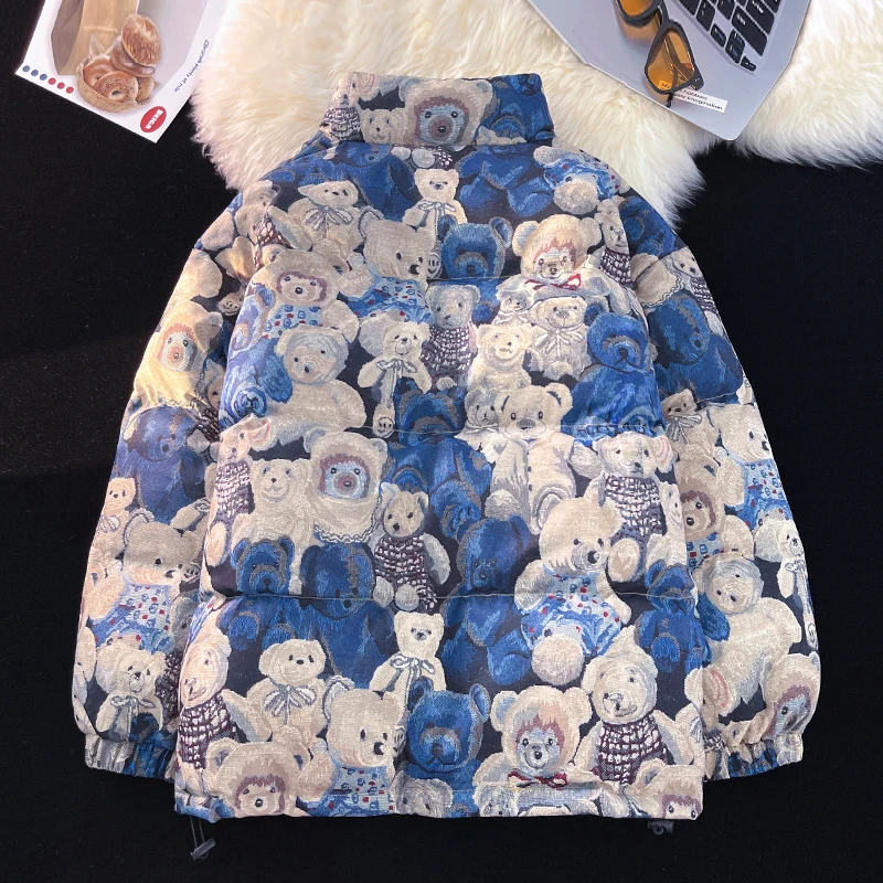 EOENKKY/Hip Hop Jacket Parka Print Men Winter Oversize Windbreaker Streetwear Harajuku Padded Jacket Coat Warm Outwear Hipster