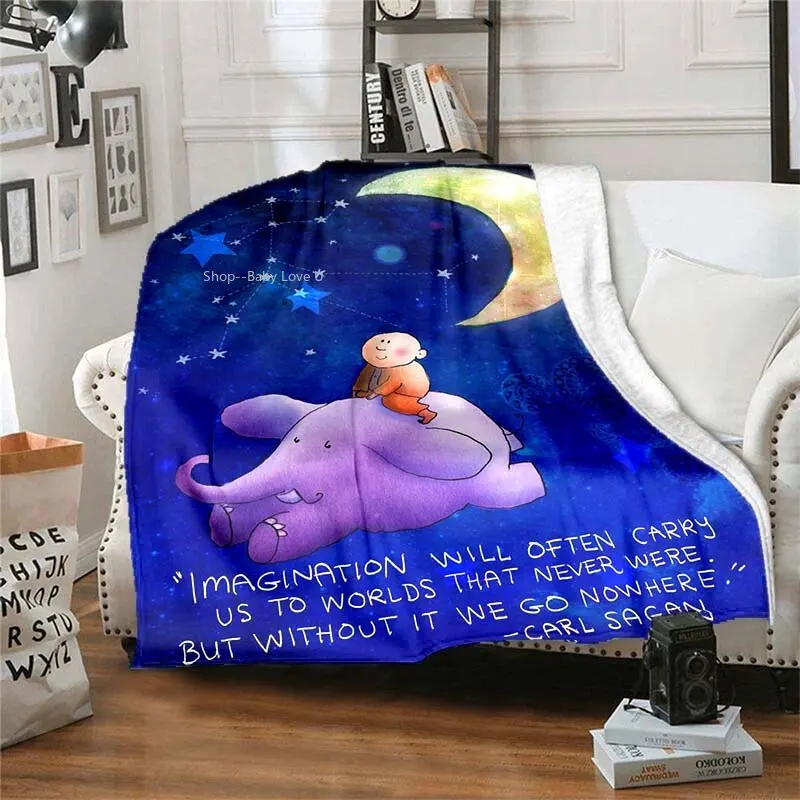 Little Buddha Elephant Quotes Soft Flannel Blanket Buddha Doodles Lightweight Thin Blanket Bedspread Sofa Traveling Covers