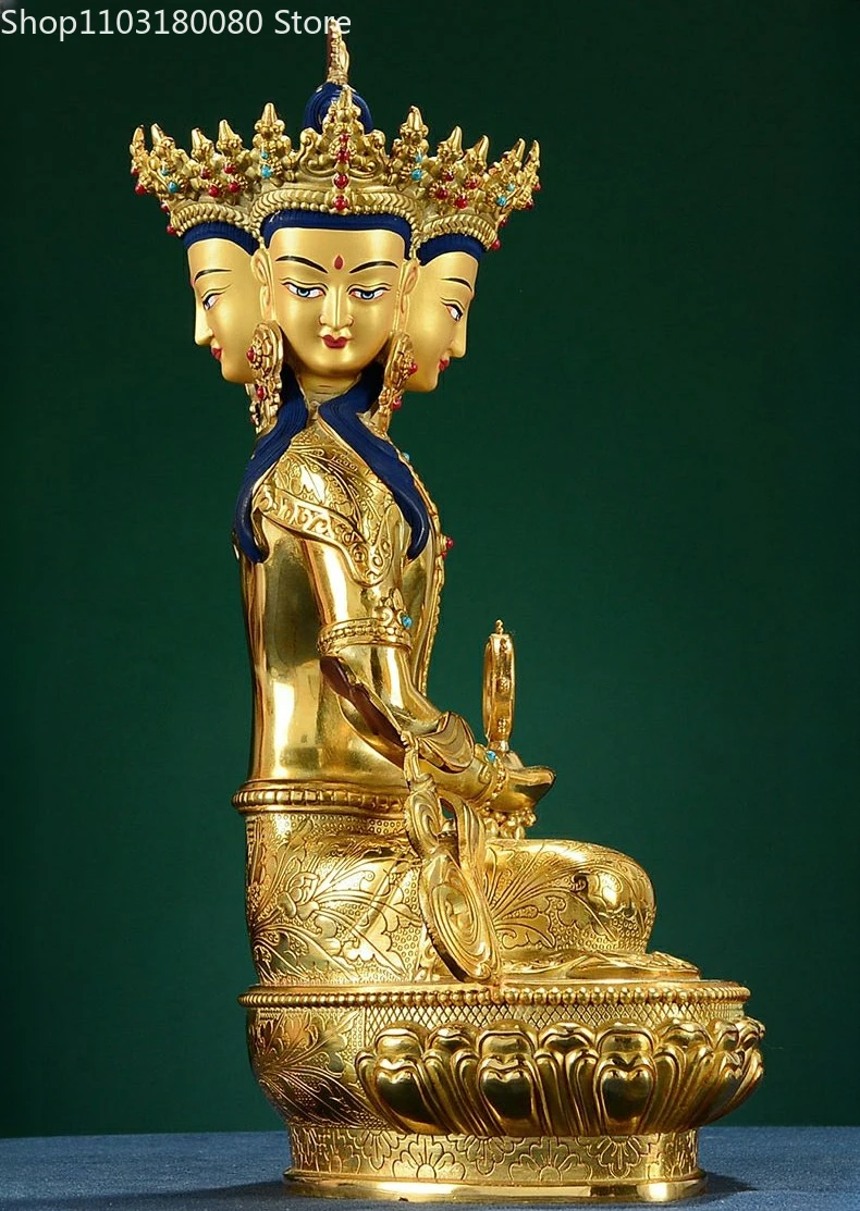Медная латунная позолоченная статуя Будды ваирокана женской скульптура