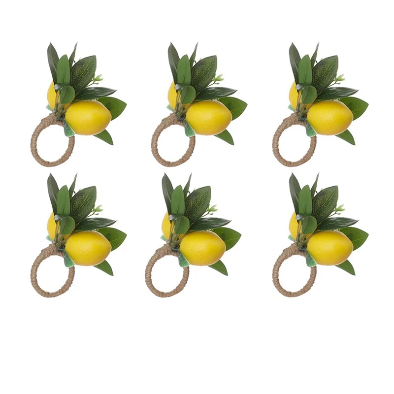 

Lemon Napkin Rings Set Of 12 Lemon Vine Leaf Napkin Holders For Dining Table Decor Banquet Wedding Birthday Christmas B