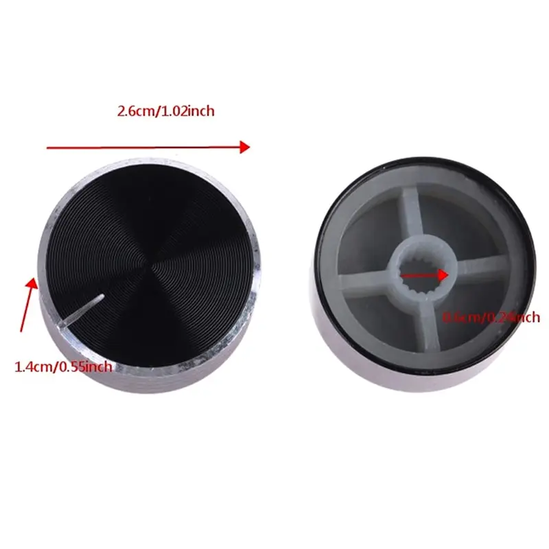 

26x14mm 6mm Shaft Hole Aluminum Alloy Potentiometer Knob Volume Control Knob Potentiometer knob