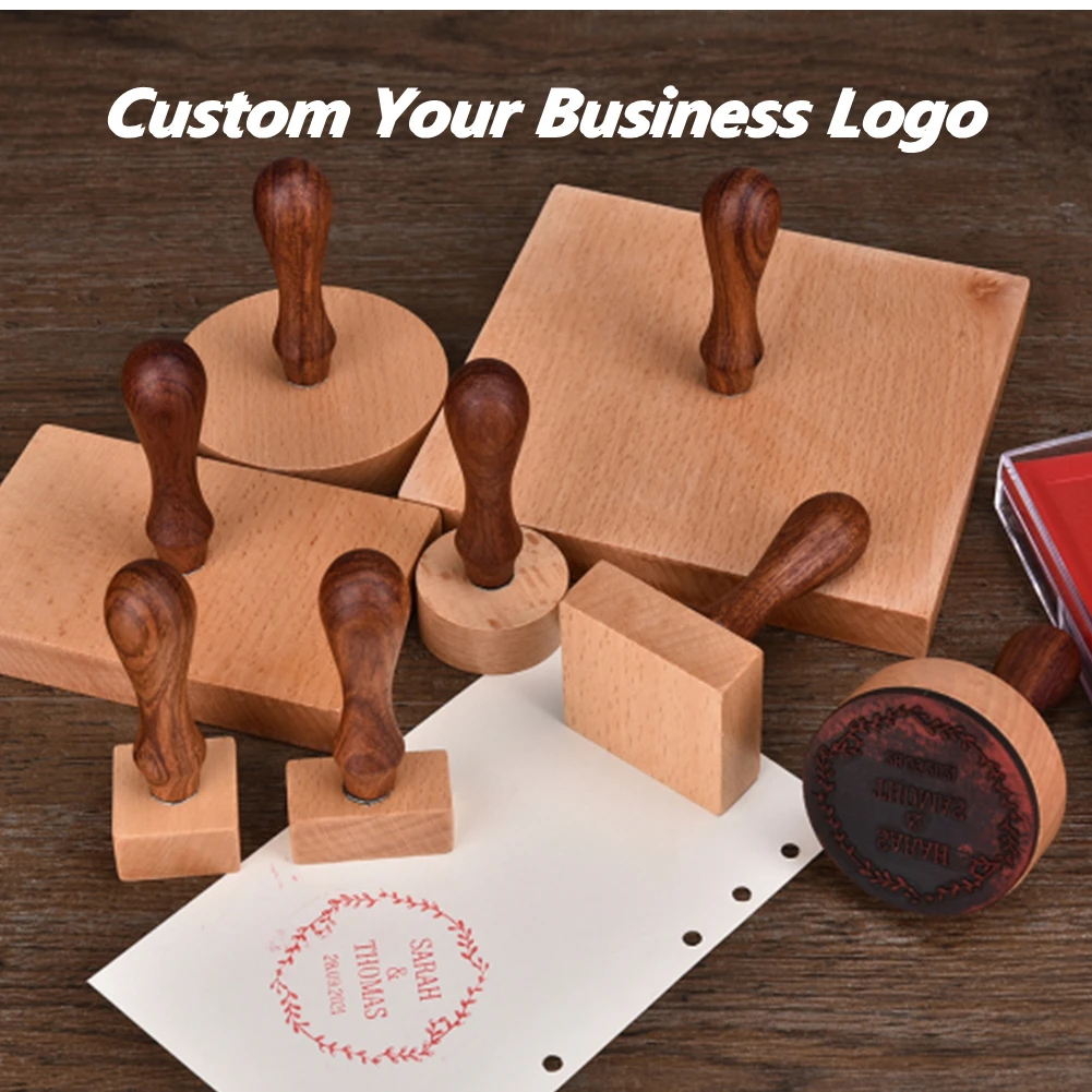 

Custom Wooden Rubber Round Stamp Return Address Stamps Personalized Ink Seal For Business Logo Packaging Wedding Office Supplies