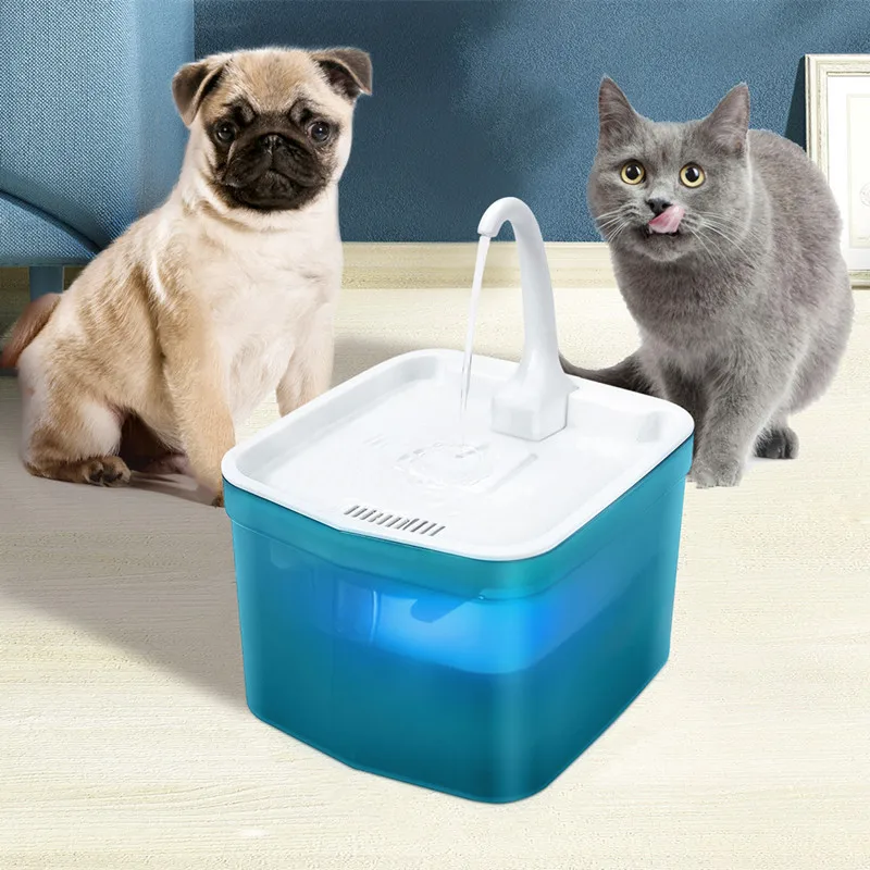 New 2L Automatic Cat Water Fountain With Faucet LED Electric Mute Water Feeder USB Pet Drinker Bowl Cat Dog Drinking Dispenser