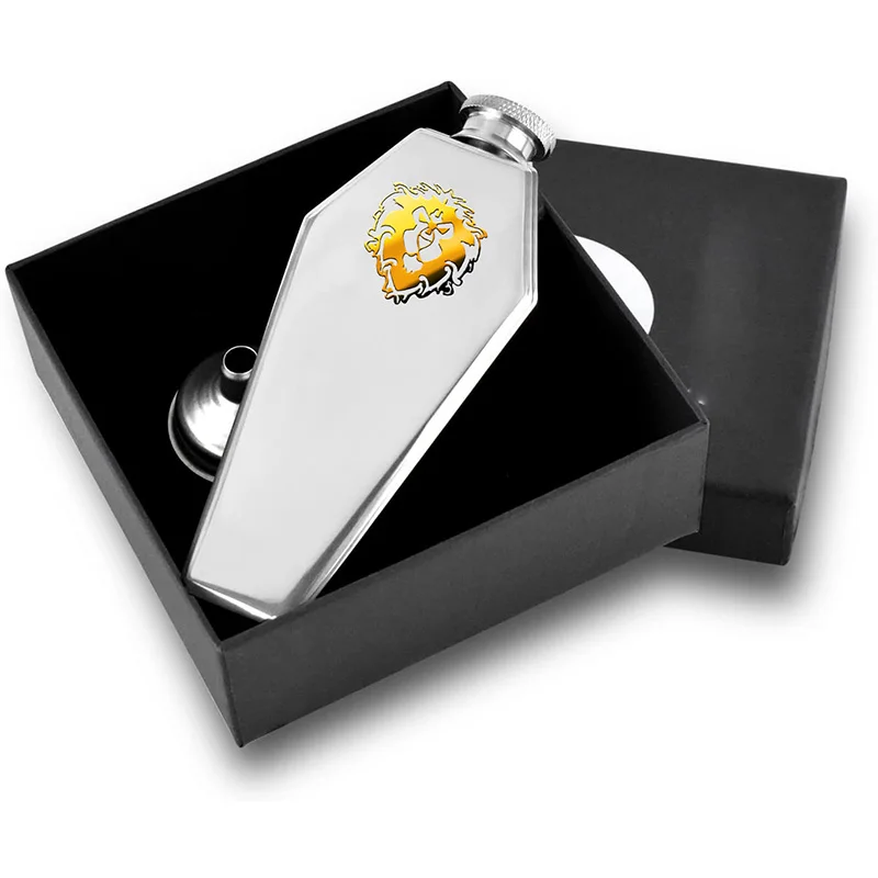 

3.5oz/100ml Hip Flask for Liquor Stainless Steel Leakproof For Outdoor Camping Hiking For 3D Metal Stikcers Horde Game Anime