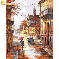 chenistory town scenery diy oil painting paint by number kits painting street for adults crafts home decor wall art gift