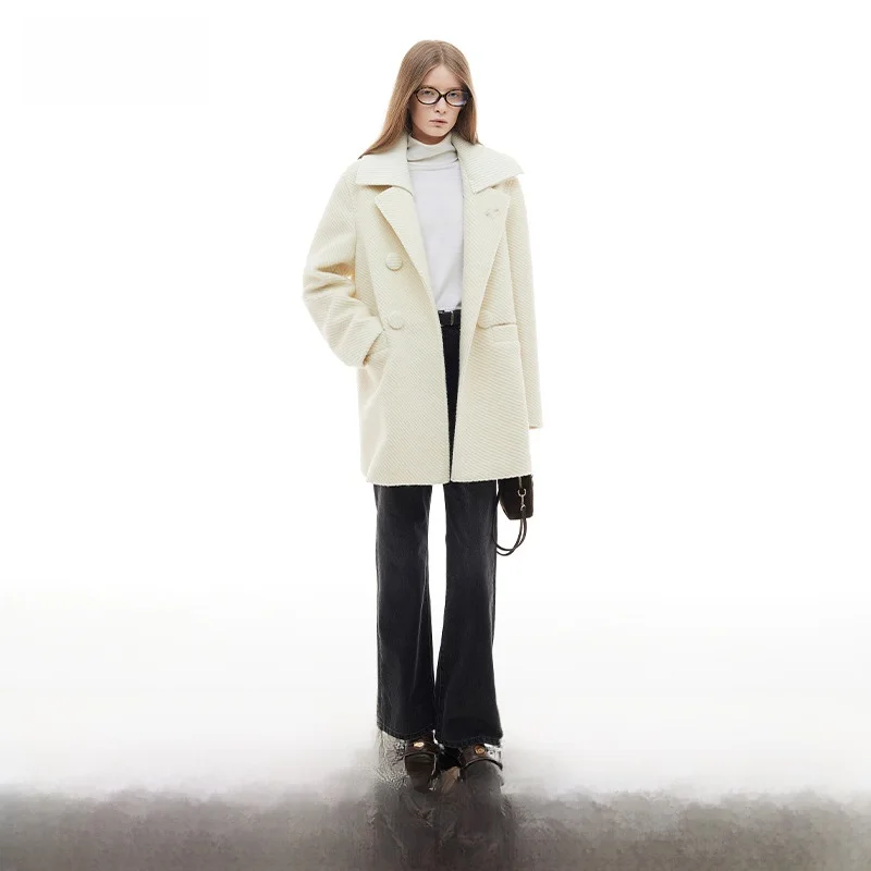 [Same Sle with Yu Shuxin] Шерстяная куртка Dzzit Pigment новинка зимы 2024 современный винтажный топ