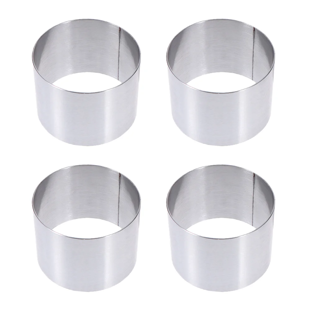 

4 Pcs Round Cake Rings Suit Kids Cookie Tin Kids Suit Round Mousse Circle Egg Tart Food Shapes